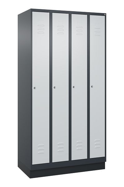 C+P Umkleidespind Classic PLUS, Sockel, 4 Abteile, 1950x1000x500mm, 7016/7035, Zylinderschlösser, 080020-49 S10028