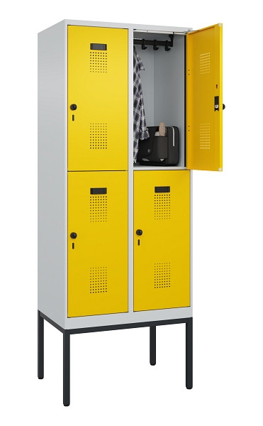 C+P Doppelstock-Spind Evolo PLUS, Gestell, 4 Fächer, 2120x800x500mm, 7035/1023, Drehriegel, 0493307-22 S10001