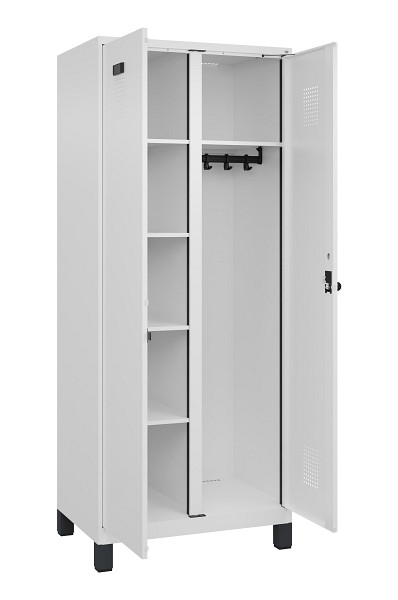 C+P Wäsche-/Garderobenspind Evolo PLUS, mit Füßen, 2 Abteile, 1950x800x500mm, 9, Frontfarbe RAL 9016 Verkehrsweiß, Drehriegel, 049610-22 S10020