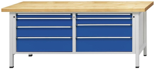 ANKE Werkbänke Kastenwerkbank, Modell 141 VX, 2000 x 800 x 890 mm, RAL 7035/5010, KSP 40 mm, 330.133