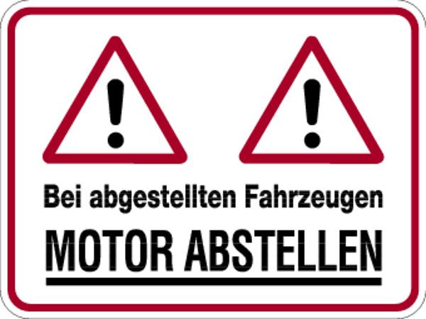 Schilder Klar Hinweisschild Motor abstellen, 400x300x0.6 mm Aluminium geprägt, 594/00