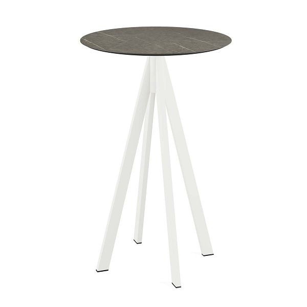 Feros Infinity Stehtisch Weiß gestell + Midnight Marble HPL Ø70 cm, 120051670