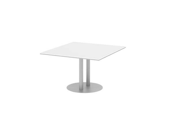 Hammerbacher Verkettungs- und Anbauplatte, Farbe Platte: Weiß, Platte: 1200 x 1300 x 25 mm, Säule/Tellerfuß in Silber, Arbeitshöhe: 740 mm, VKT12S/W/S