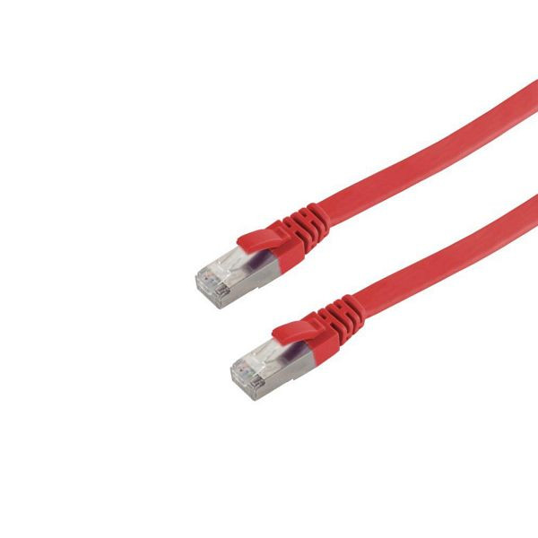 shiverpeaks BASIC-S, RJ45 Patchkabel-Flachkabel, Flat U/FTP mit CAT 7 Rohkabel, slim, rot, 2,0m, BS75512-SLR