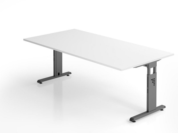 Hammerbacher Schreibtisch OS2E, 200 x 100 cm, Platte: Weiß, 25 mm dick, 2 mm ABS-Kante, Rechteckform, VOS2E/W/G