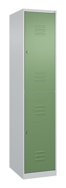 C+P Doppelstöckiger Spind Classic PLUS, 1850x400x500mm, 7035/6011, Zylinderschlösser, 080300-12 S10031