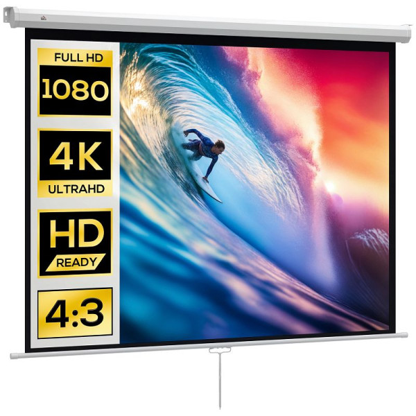 HOMCOM Beamer Leinwand 171 x 128 cm 84 Zoll 4:3 HD 4K Projektionsleinwand Kunststoff, Metall Heimkino, 001-023V00WT