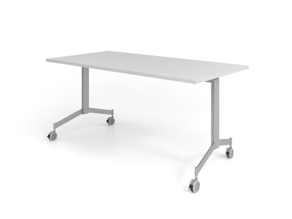 Hammerbacher Klapptisch fahrbar 160x80cm, Grau, Tischplatte um 90° kippbar, VKF16/5/S