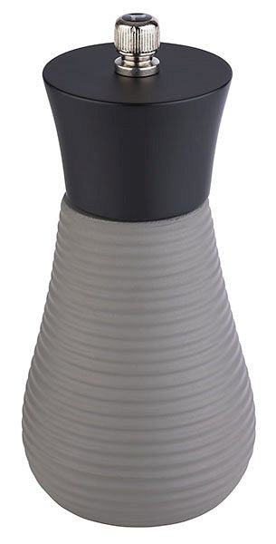 APS Pfeffermühle -ELEMENT-, Ø 7,5 cm, Höhe: 15,5 cm, Beton, Holz, Farbe: grau / schwarz, Mahlwerk aus Carbonstahl, 40557