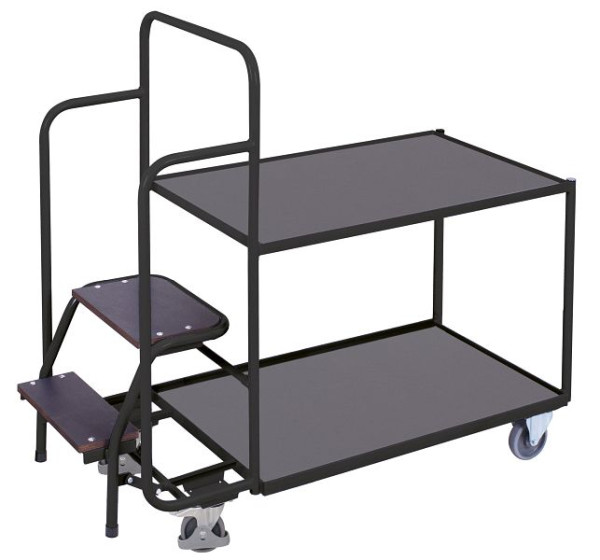 VARIOfit Kommissionierwagen mit 2 Ladeflächen, niedrig, Außenmaße: 1.455 x 625 x 1.320 mm, RAL 7016 anthrazitgrau, sw-600.614/AG