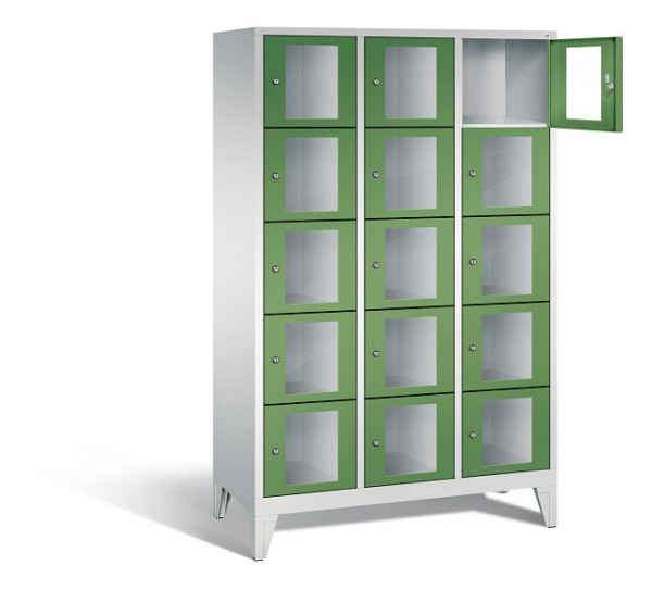 C+P Schließfachschrank Classic, H1850xB1200xT500mm, Farbe: Lichtgrau / Resedagrün, 8010A325 S10004
