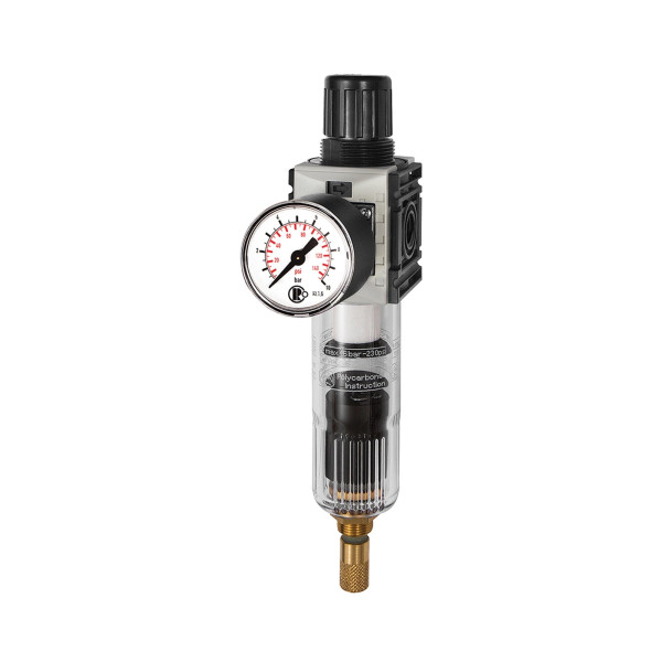 Riegler Filterregler »FUTURA-mini«, PC-Behälter, Standardmanometer, VA, G 1/4, 0,1-4, 142411