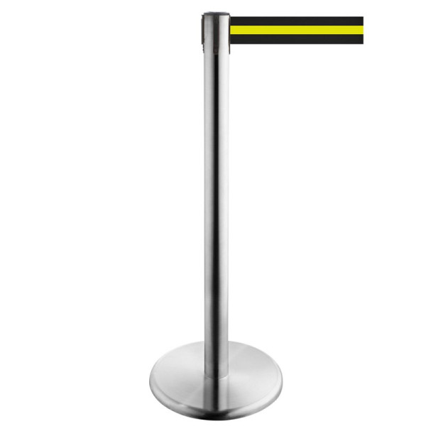 Stein HGS Personenleitsystem -P-Line Future-, Edelstahl, schwarz/gelb waagerecht (geblockt), mit Gurtendstück (Standard), 15701-0502