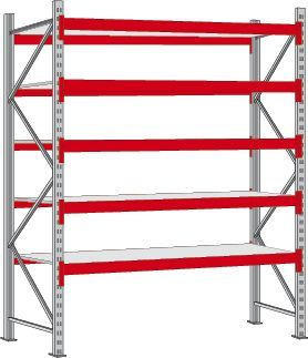 Regalwerk WILLY-Weitspannregal - 700 - Stahl - Grundfeld HxBxT 3000x2100x800mm mit 5 Fachebenen Stahleinlage, B7-60225-80