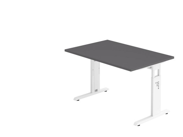 Hammerbacher Schreibtisch C-Fuß 120x80cm Graphit/Weiß, Arbeitshöhe 65-85 cm, VOS12/G/W