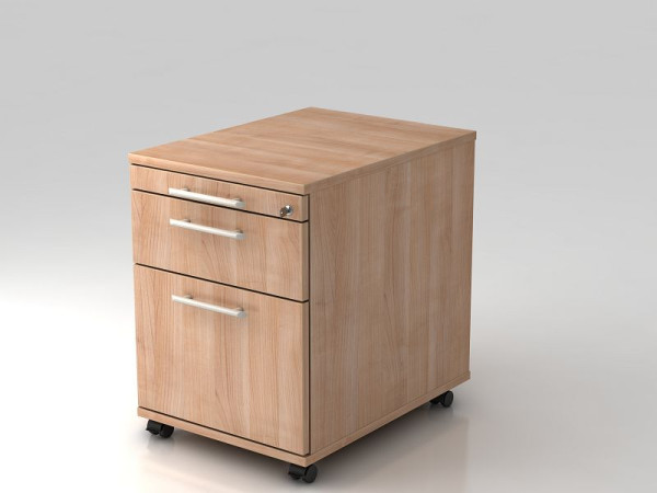 Hammerbacher Rollcontainer 58cm, 1 Schub, 1HR, Schloss Relinggriff Nussbaum, 42,8x58x59 cm, 1/3/6 HE, VAC20/N/N/RE