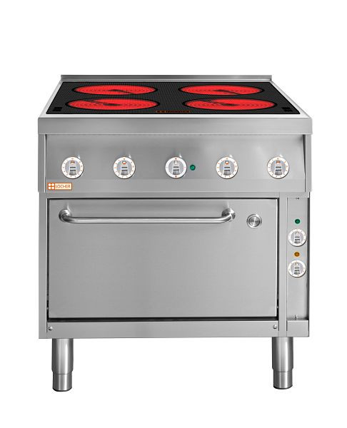 Locher Elektroherd, 4 Kochstellen, à 3 kW und Elektro-Multifunktionsbackofen GN 1/1, 216306