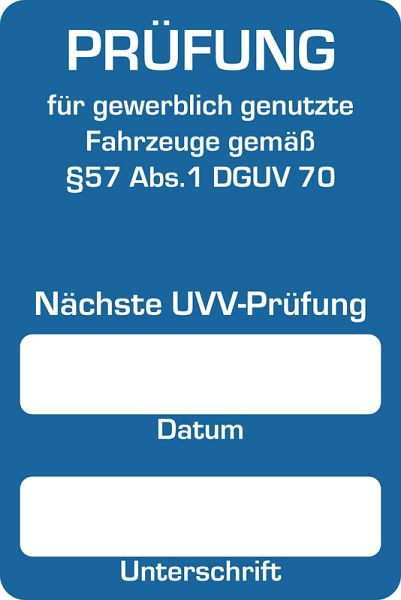 Eichner Kundendienst-Aufkleber "Nächste UVV-Prüfung", VE: 250 Stück, 9220-00077