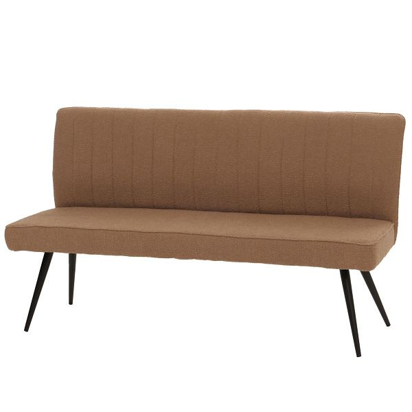 Mendler Sitzbank HWC-K16, Esszimmerbank Bank Polsterbank, Rückenlehne Stoff/Textil Bouclé Metall 160cm, braun, 108196+108197