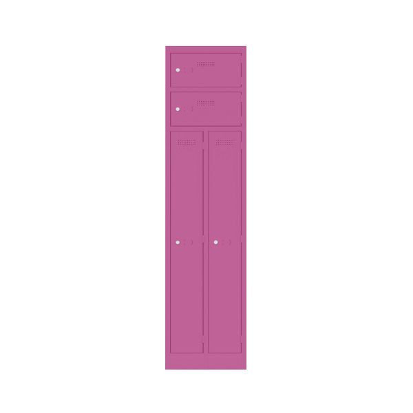 Bisley Garderobenschrank Primary Locker, Garderobenkombination 2 Abteile und 2 Fächern oben, 681 fuchsia, PLF4545D4681