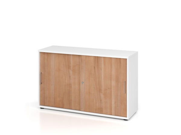 Hammerbacher Schiebetürschrank 1752S BS, 2 OH, Korpus: Weiß / Front: Nussbaum, 120 x 40 x 74,8 cm (BxTxH), V1752S/W/N/BS
