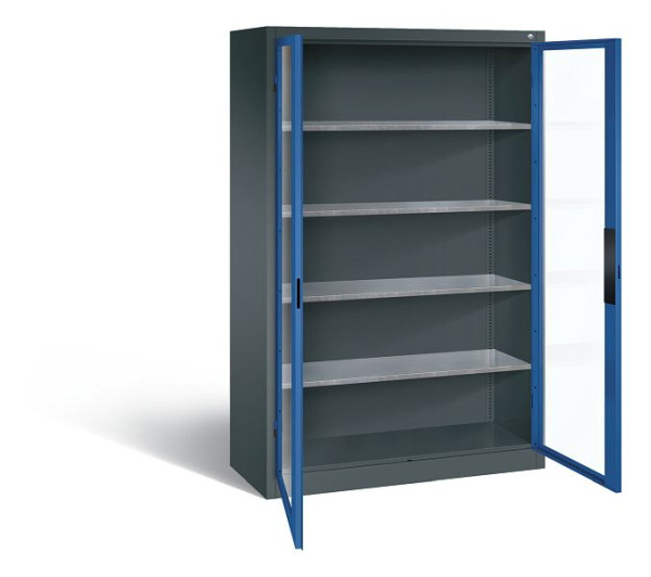 C+P Werkzeugschrank Acurado, H1950xB1200xT500mm, Farbe: Anthrazitgrau / Enzianblau, Muldengriff, 8931-0552 S10010