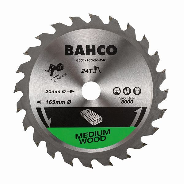 Bahco Kreissägeblatt, 136 mm, 24 Zähne, 10 mm Innen-Ø, für Holz, für kabellose Sägen, 8501-136-10-24C
