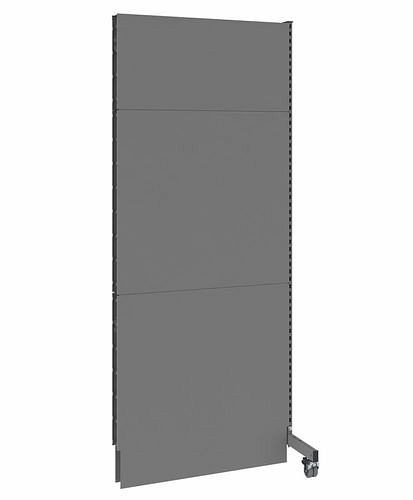 DENIOS Mobile Akustik Trennwand, Anbaufeld, B 1000, H 2500 mm, Akustik-Lochblech zweiseitig, grau, 293084