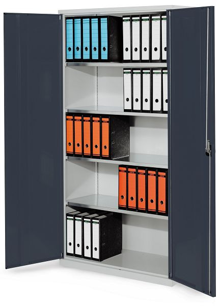 Kappes Systemschrank Serie 500 RAL 7035/7016, H1950 x B1000 x T500 mm., Vollblechtüren, 4 Fachböden verzinkt, 1251.01.1024