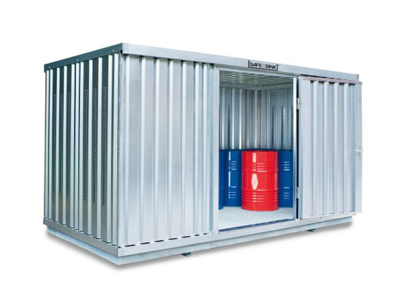 SÄBU SAFE Tank 1350 (Außenaufstellung), verzinkt, montiert, nicht isoliert, PLG, 4.050 x 2.170 x 2.300 mm, Einflügeltür auf der 4 m Seite, F219680101-F911