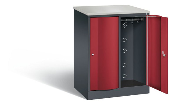 C+P Garderobenschrank Resisto, H1077xB772xT540mm, Farbe: Schwarzgrau / Rubinrot, 8271-272 S10054