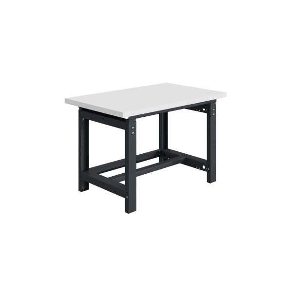 SOFAME SI Werkbank, mechanisch höhenverstellbar, B 1500 x T 750 x H 768 bis 1048 mm, Melamin-Arbeitsplatte 28 mm, Anthrazitgrau RAL 7016, W010010624GA