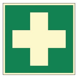 WERO Rettungszeichen: Erste Hilfe, ISO 7010, 100 x 100 mm, Klebefolie, 290176