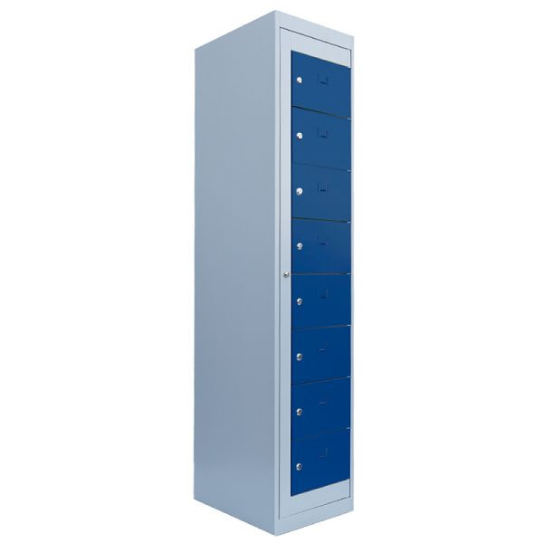 Lüllmann Verteilerschrank, 1 Abteil, 8 Fächer, 1800 x 400 x 500 mm, lichtgrau/enzianblau, 526081