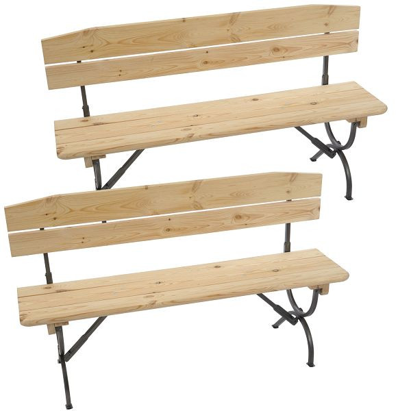 Mendler 2er-Set Bank mit Lehne für Biertischgarnitur Festzeltgarnitur Linz, natur, 180 cm, 35908+35908