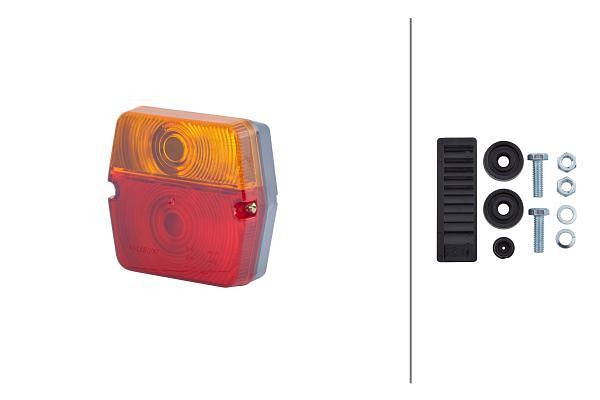 HELLA VALUEFIT Heckleuchte, Valuefit, Glühlampe, Anbau/geschraubt, Lichtscheibenfarbe: rot/gelb, rechts/links, Kennzeichenlicht, 2SE 357 032-011