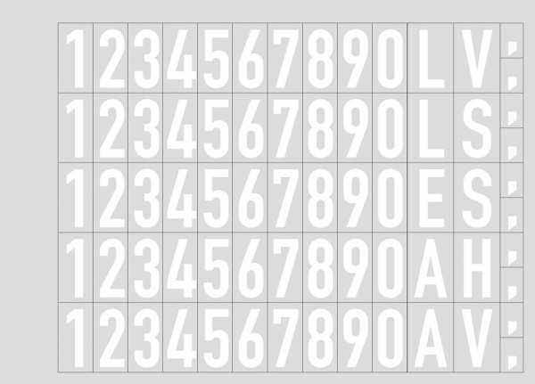 Moedel Selbstklebende Folienziffern und -buchstaben, weiß, 25 mm SH, VE: 70 Stück/Bogen, 57661