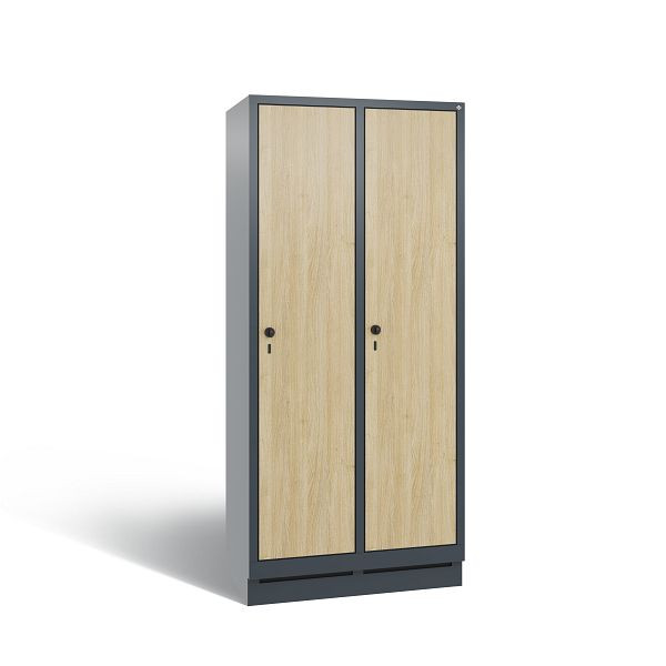 C+P Spind Evolo, 2 Abteile, H1800xB810xT500 mm, Anthrazit/HPL Eiche, 48020-22 S10956