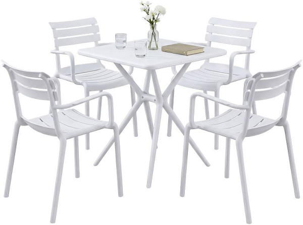 CLP Gartenmöbel-Set Avena mit 4 Stühlen, weiß, 328049