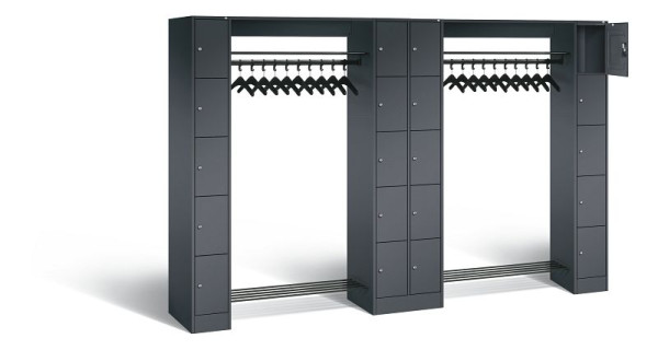 C+P Offene Garderobe Serie 8070, H1950xB2840xT480mm, Farbe: Schwarzgrau, 80730-20 S10016