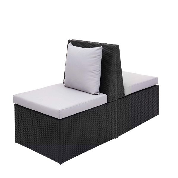 Mendler 2er-Set Poly-Rattan Sessel HWC-G16, Lounge-Rattanstuhl Gartenstuhl, Gastronomie, schwarz, Kissen hellgrau, 2x70876