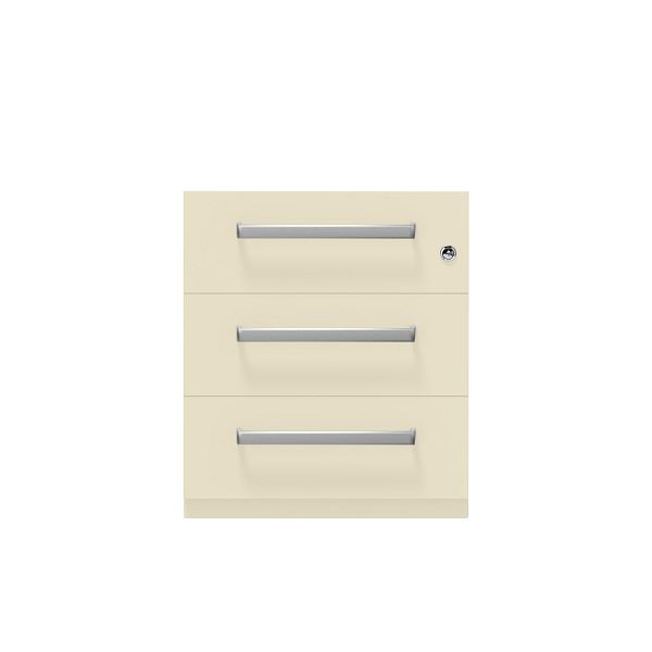 Bisley Rollcontainer Note™, 3 Schubladen, Tiefe 775 mm, Designgriff, 669 hellelfenbein, NWH79M7BBB669