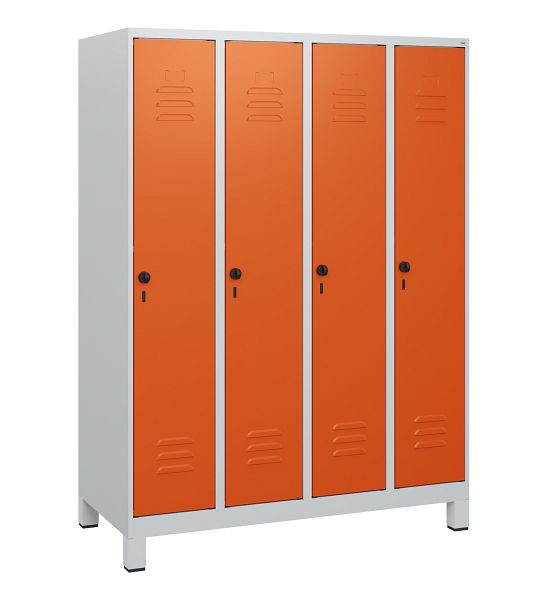 C+P Umkleidespind Classic PLUS, Füße, 4 Abteile, 1630x1200x500mm, 7035/2004, Drehriegel, 0800105-40 S10030