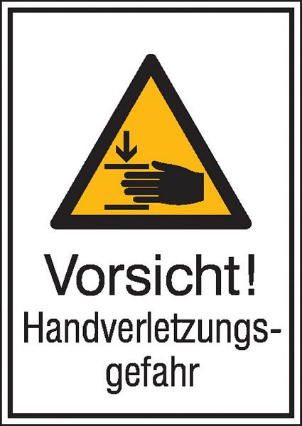 SafetyMarking Warn-Kombischild, Vorsicht! Handverletzungsgefahr, BxH 13,1x18,5 cm, Folie, selbstklebend, 21.0764
