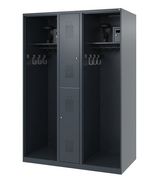 C+P Feuerwehrspind Evolo, Modell MAXI, 2 Abteile, H1850B1300T600 mm, Anthrazit, Helmhalter, 0496315-030 S10004