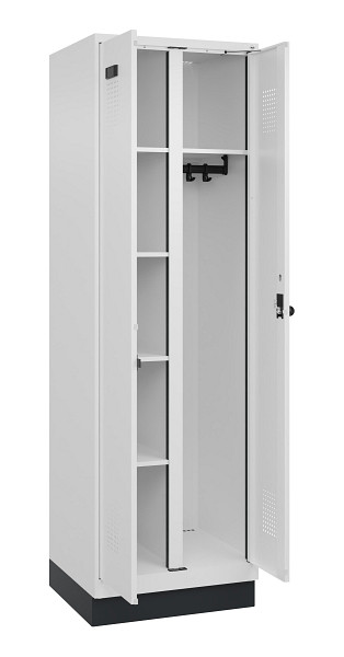 C+P Wäsche-/Garderobenspind Evolo PLUS, mit Sockel, 2 Abteile, 1950x600x500mm, 9, RAL 9016 Verkehrsweiß, Drehriegel, 049620-20 S10020