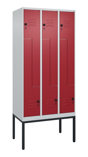 C+P Z-Spind Classic PLUS, Gestell, 6 Abteile, 2120x900x500mm, 7035/3003, Drehriegel, 0800337-306 S10001