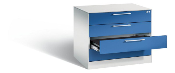 C+P Karteischrank Asisto, H710xB800xT600mm, Farbe: Lichtgrau / Enzianblau, Bügelgriff, 146273-424 S10007