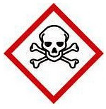 DENIOS GHS 06 Schild, Symbol "Totenkopf", Folie, selbstklebend, 26 x 26 mm, VE: 10 Bogen à 12 Stück, 193046