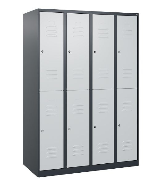C+P Doppelstöckiger Spind Classic PLUS, 4 Abteile, 1700x1200x500mm, 7016/7035, Zylinderschlösser, 0803007-40 S10024